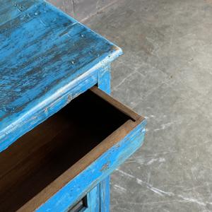 Meilleure collection d'armoires de rangement en bois bleu faites à la main avec porte en verre et tiroir, art himalayen antique - Product Image 3