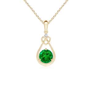 14K <b>Solid</b> <b>Gold</b> Natural Emerald Knotted Heart <b>Pendant</b> With Diamond Fine Jewellery Neo Heritage Anniversary Gift For Her 2026 - Product Image 1