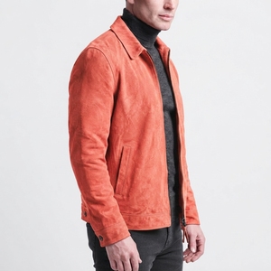 Veste en daim marron décontractée pour homme, fermeture éclair intégrale, manches longues, veste d'extérieur pour la mode et le quotidien - Product Image 2