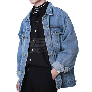 Veste en jean oversize pour homme, personnalisable, style streetwear décontracté, à manches longues, boutons recouverts, séchage rapide, respirante, 100% coton - Product Image 4
