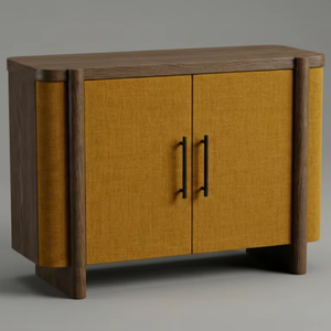 Buffet moderne à 2 portes en chêne massif pour salon - Rangement résistant à l'eau avec design minimaliste - Product Image 1