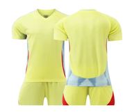 Ensemble de maillot de football jaune pour homme, col en V, manches courtes, évacuation de l'humidité, blocs de couleur, coupe athlétique, uniforme toutes saisons