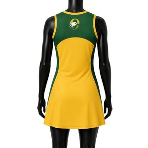 Yellow Green Sublimated Netball Dress Women's <b>Athletic</b> Team Uniform Sleeveless Game Wear Sports Training Jersey Outdoor Apparel - Product Image 2