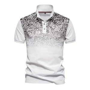 Chemises décontractées pour hommes à imprimé feuilles, manches courtes, meilleur produit, nouvelle arrivée, best-seller, service OEM, polos imprimés pour hommes - Product Image 1