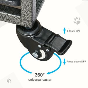 Cuccia per animali domestici 365 con ruote, vassoio e ciotola per cibo, finitura nera - Product Image 6