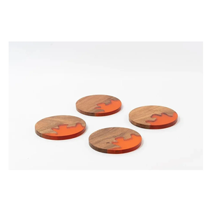 FAIZA CRAFT Sous-verres ronds 3D faits main en bois et résine, modèle avec incrustation de feuille d'or, protection pour boissons, décoration de table et accessoires - Product Image 6