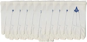 Custom Embroidered Masonic <b>Aprons</b> Set Blue <b>White</b> Fabric with Officers Titles Symbols - Product Image 4