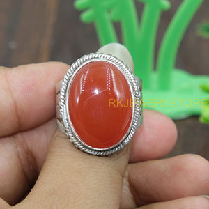 Natural Carnelian Oval Cabochon <b>Ring</b> 925 Sterling Silver Handmade <b>Statement</b> <b>Ring</b> Vintage Boho Carnelian Jewelry Gift For Women - Product Image 4