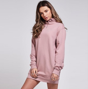 Vestido de Sudadera con Capucha para Mujer, Color Sólido, Manga Larga, Informal, Transpirable, Tejido de Punto, 100% Algodón, con Bolsillos, Ropa de Invierno, 340g - Product Image 2