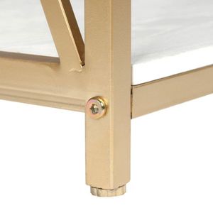 2-Tier <b>Gold</b> <b>Console</b> <b>Table</b> with White Top and <b>Gold</b> Metal Frame for Home Entryway or Sofa Elegant Design - Product Image 3