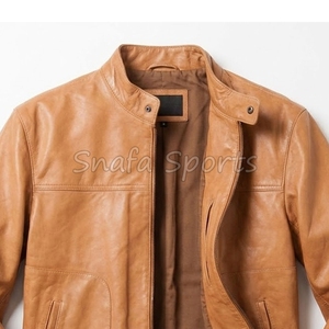 Veste de moto en cuir classique au design personnalisé, patch logo OEM, veste de course en cuir à vendre en gros - Product Image 3