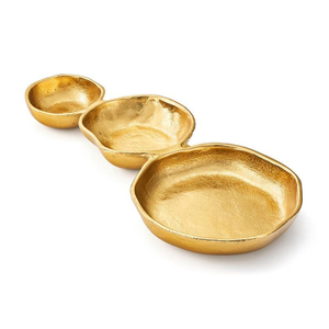 Metal Chic Cluster Bowl Silver 3-Compartment Textured Multi-Serving Tray Round Shape For Snacks, Dry Fruits And Nuts - Product Image 2