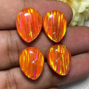 Opale Aurore Doublette Cabochons Poire Pierres Précieuses Naturelles en Vrac Couleur Changeante Orange Toutes Tailles pour la Fabrication de Bijoux - Product Image 1
