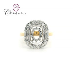 2024 NUEVO ESTILO 18K AU750 HALO ORO BLANCO DIAMANTE NATURAL REAL FORMA OVALADA 0.80CT MONTAJE DE ANILLO DE BODA Y FIESTA - Product Image 1