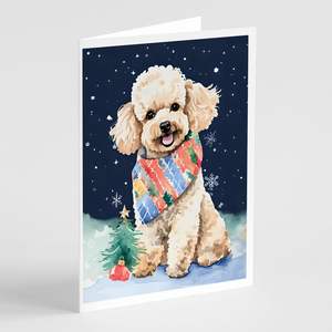 Lunatique A7 Taille 5x7 Cartes Vierge Paquet de 8 Cartes de Voeux de Noël avec Enveloppes avec Design Caniche - Product Image 1