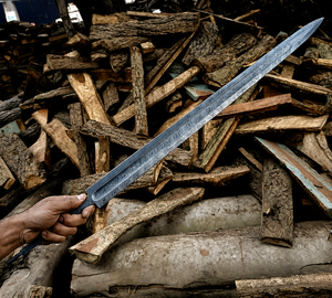 Espada Vikinga de Damasco Hecha a Mano, Hoja de Espiga Completa de 34 Pulgadas para Fabricación, Bricolaje – Hoja de Colección Medieval Vikinga - Product Image 2