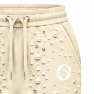 Custom Pearl Beaded Jogger Pants <b>Women</b> Fashion Embellished Drawstring Sweatpants Luxury Casual Streetwear Fleece <b>Trousers</b> - Product Image 6