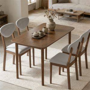 Set da pranzo moderno in 5 pezzi grigio chiaro, tavolo e sedie per cucina e soggiorno - Product Image 4