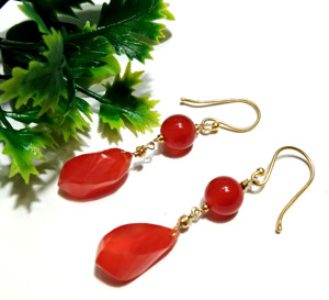 Pendientes de Plata de Ley 925 Chapados en Oro con Cuentas de Cornalina Roja Natural, Hechos a Mano, con Piedras Preciosas, para Boda - Product Image 2