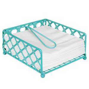 Porte-serviettes carré en métal turquoise avec distributeur d'anneaux pour la décoration de table - Product Image 4