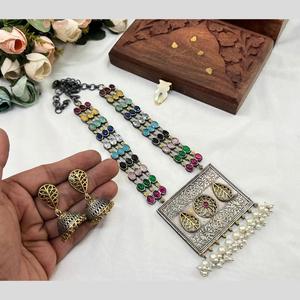 Ensemble de colliers longs en pierre Pota plaquée 2 tons Ensembles de bijoux de mode - Product Image 1