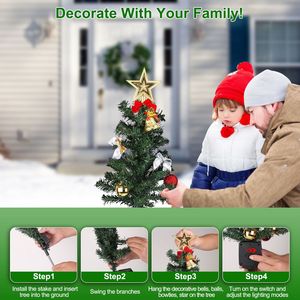 4 paquets de 20 LED, lumières solaires pour arbre de Noël, décorations de jardin, lampes à piquet, clignotement constant pour décorations de Noël en extérieur - Product Image 6