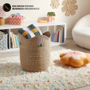 Handmade Natural Seagrass Eco-Friendly Storage <b>Basket</b> for Kitchen <b>Bathroom</b> & Living Room Foldable Vintage Organizer - Product Image 5