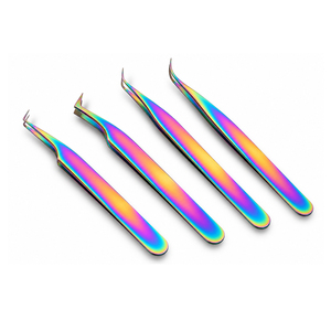 Juego de pinzas para pestañas Rainbow, puntas de precisión de acero inoxidable para extensión de pestañas - Product Image 1