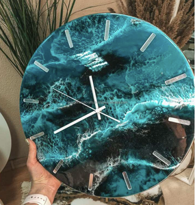 Horloge murale à aiguilles en quartz de style industriel, en résine et bois, style antique, deux pièces, pour la décoration du salon, cadeau de Noël - Product Image 6