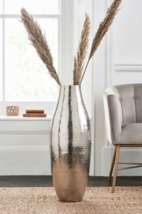 Florero de Metal de aluminio martillado hecho a mano, estilo europeo, clásico, para decoración de boda, con tinte esmaltado de plata - Product Image 3