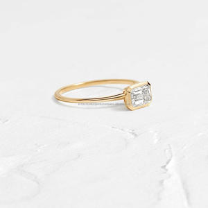 Bague de fiançailles/mariage vintage en or jaune 14 carats avec diamant de culture IGI/GIA, or blanc fin unisexe, cadeau d'anniversaire, cadeau digne d'une fête - Product Image 3