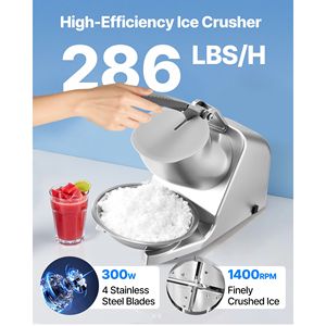 Macchina Elettrica Tritaghiaccio a 4 Lame, 129 kg/ora, per Coni di Neve, con Coperchio in Acciaio Inossidabile - Product Image 2