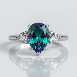 Lab Grown Diamond <b>Ring</b> <b>925</b> Sterling <b>Silver</b> <b>Ring</b> Moissanite Engagement <b>Ring</b> Fine Jewelry <b>Rings</b> 10K White Gold Alexandrite <b>Ring</b> - Product Image 3