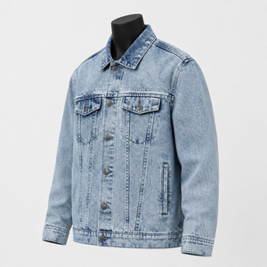 Custom Men <b>Light</b> Blue Washed Denim <b>Jacket</b> Vintage Trucker Jean <b>Jacket</b> Casual Streetwear OEM ODM Manufacturer - Product Image 3