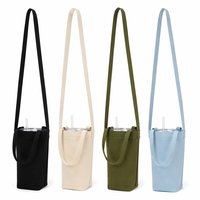 Porte-gobelet en toile personnalisé avec logo, support de bouteille d'eau en gros, sac bandoulière réutilisable pour gobelet, événements d'entreprise, vente en gros