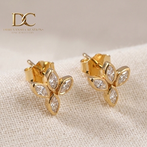 Boucles d'oreilles solitaires en or jaune massif 9K certifiées IGI avec diamant de laboratoire taille marquise pour femme, bijoux fins de luxe pour mariage - Product Image 4