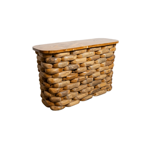 ARTERRA Premium Teak Solid Wood Rustic Handmade Pebble Stack <b>Console</b> <b>Table</b> - Product Image 1