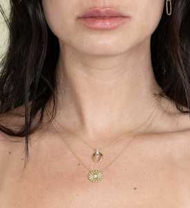 Collier Médaille Diamant Rayon de Soleil en Or Massif 14K 18K avec Pendentif Cercle Diamant de Laboratoire et Fermoir Mousqueton, Chaîne de 18 Pouces pour Superposition - Product Image 2