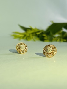 Boucles d'oreilles en or rose 9 carats avec diamant naturel taille brillant rond, certifiées GGL, bijoux pour femmes à porter au quotidien, style classique - Product Image 1