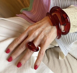 Luxury Resin Bangle Chunky Stack Glossy Finished DailyWear Party Festive Retro Vintage Fashion Jewelry Lucite <b>Bracelet</b> Accessory - Product Image 1