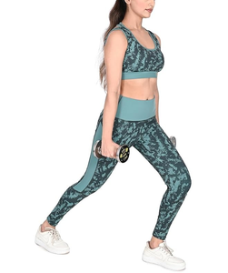 Tenues de sport pour femmes, ensemble 2 pièces, leggings taille haute et soutien-gorge de sport sans rembourrage, pantalon de yoga amincissant, vêtements de sport pour la gym - Product Image 1