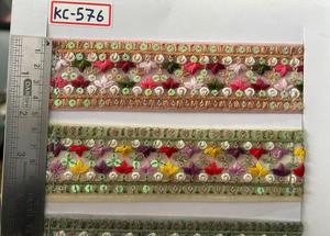 Custom Floral Sequin Embroidered Organza Lace <b>Trim</b> for Garment Decoration - Product Image 2