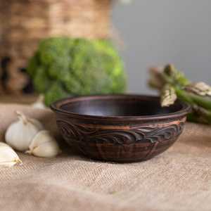 Natural Clay Serving Bowl, Earthy Farmhouse Tableware, Handmade <b>Pottery</b> Rustic Stoneware Bowl, Cozy <b>Cottage</b> core Kitchen Decor - Product Image 5
