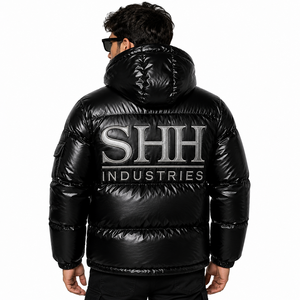Custom Shiny Puffer <b>Jacket</b> <b>Men</b> Hooded Winter Bubble Coat Embroidered Logo Streetwear Windproof <b>Warm</b> Padded <b>Jacket</b> OEM Wholesale - Product Image 5
