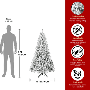 Albero di Natale Artificiale in PVC Floccato da 120 cm con 233 Punte, Forma Piena, Robusto Supporto in Metallo, Design Compatto per Decorazioni Natalizie - Product Image 2