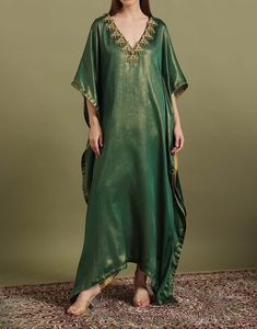 Fashionable <b>Kaftan</b> Abaya Handmade Moroccan Arabian Dress Long Sleeve Polyester Regular Fit Casual Evening Party Wedding Flared - Product Image 3