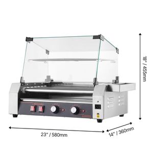 Griglia Professionale per Hot Dog con 18 Rulli in Acciaio Inox, 1050W, Doppia Temperatura, per Cottura Professionale - Product Image 5