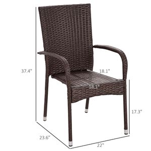 Sedia da pranzo impilabile in rattan PE per esterni con cuscino blu e braccioli per patio - Product Image 3
