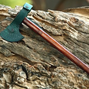 Hacha de senderismo, hacha vikinga de acero con alto contenido de carbono, mango de fresno envuelto en cuero, mango de palisandro, hacha hecha a mano, hacha vikinga, regalo para hombres - Product Image 5
