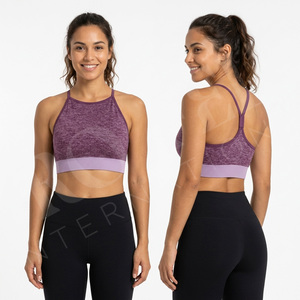 Custom Own Brand Logo Printed Seamless Sports Bra Breathable Yoga Fitness Crop Top Shockproof <b>Running</b> Gym Workout <b>Padded</b> Bra - Product Image 3